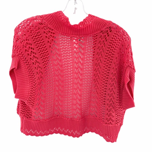 Robbie Bee Crochet Knit Short Sleeve Open Front Cardigan Size Medium - Picture 8 of 9